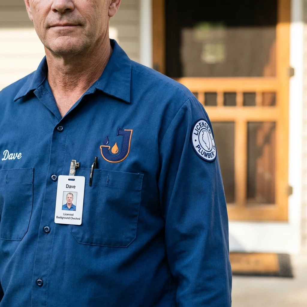 Licensed plumber showing ID badge in Tracy City, TN