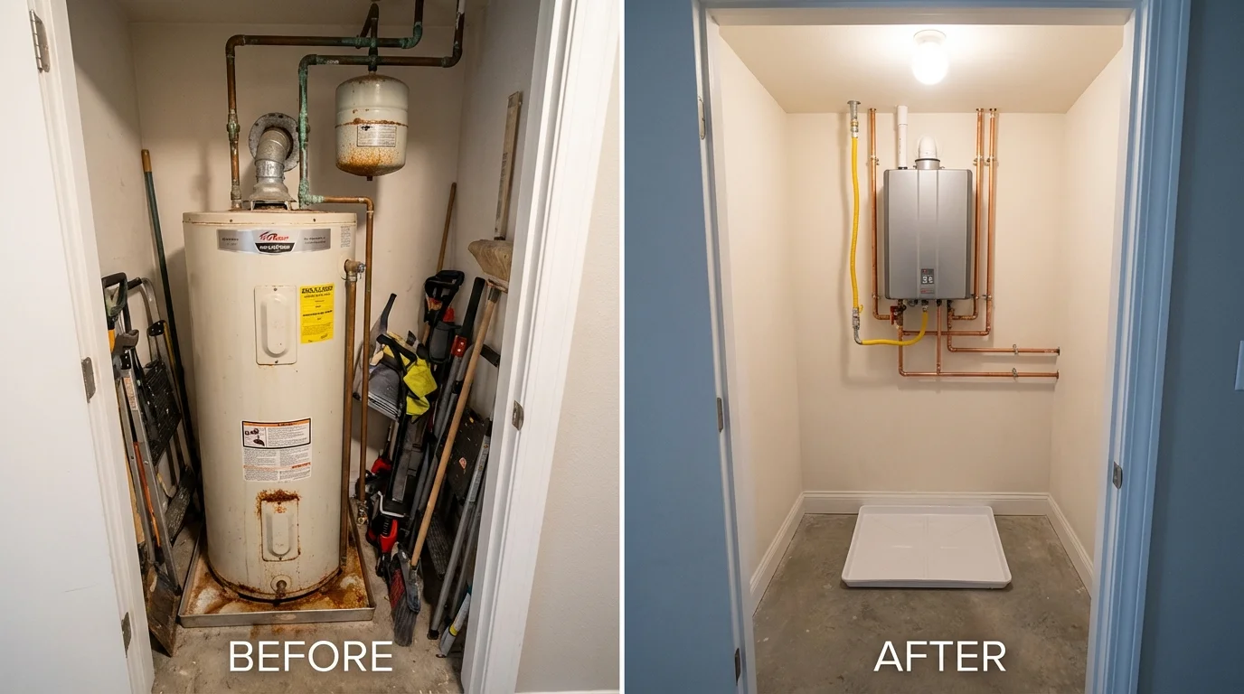 Tank water heater versus wall-mounted tankless unit comparison for Tracy City, TN homeowners