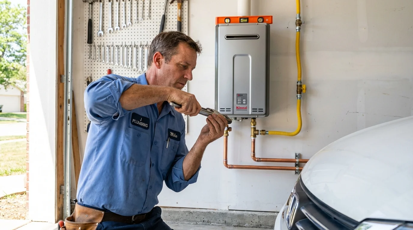 Tankless water heater installation by a Johns Plumbing LLC plumber in Tracy City